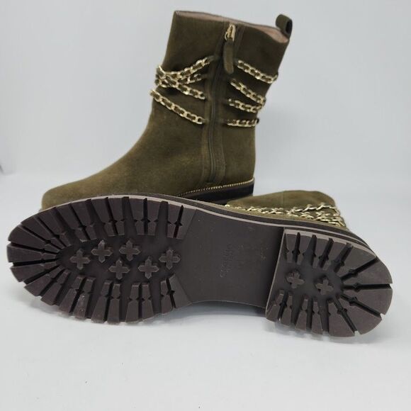 New Cecelia New York Womens Misunderstood Mid Chain Boots Green Suede Size 11 - Picture 4 of 4